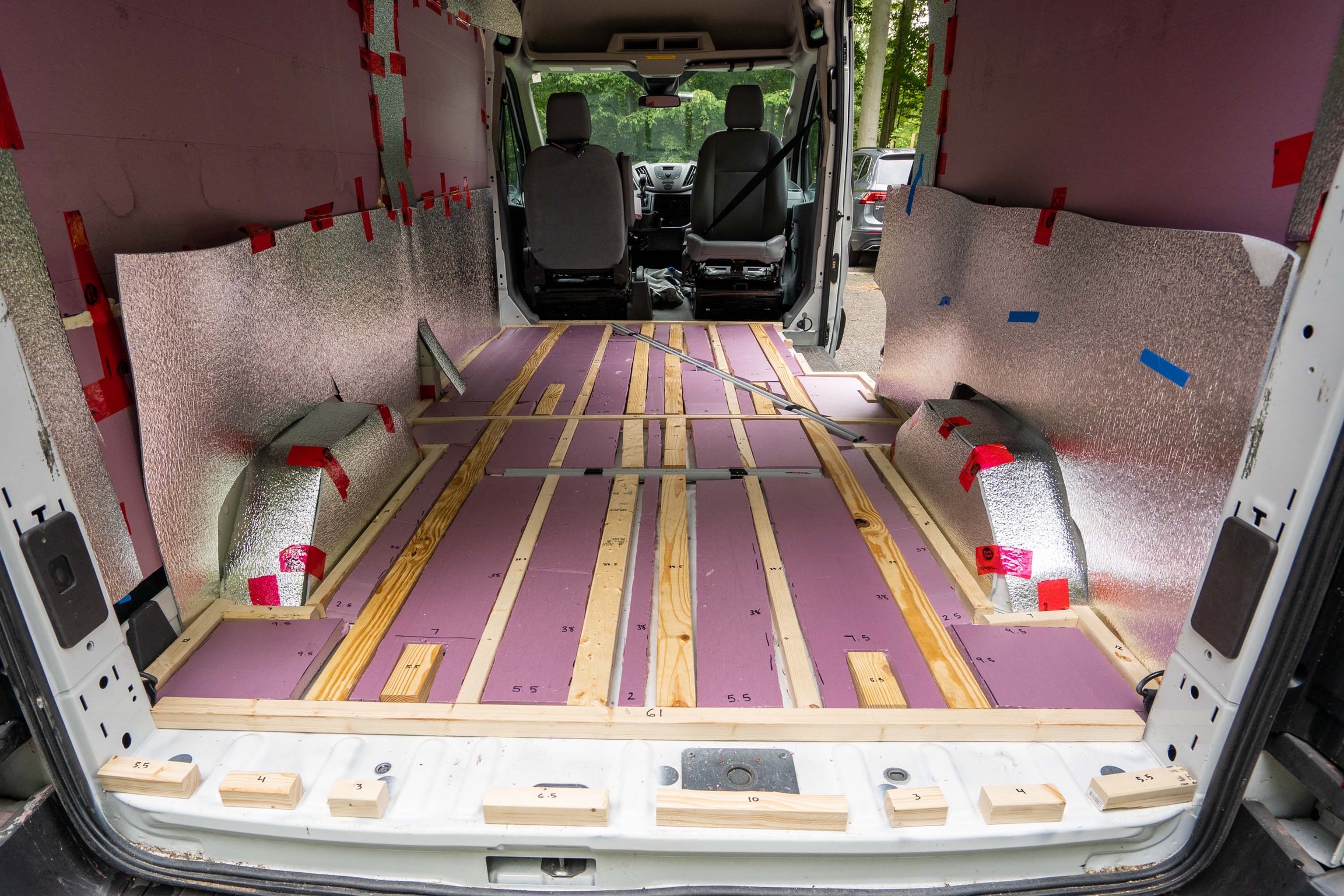 Floor insulation in van